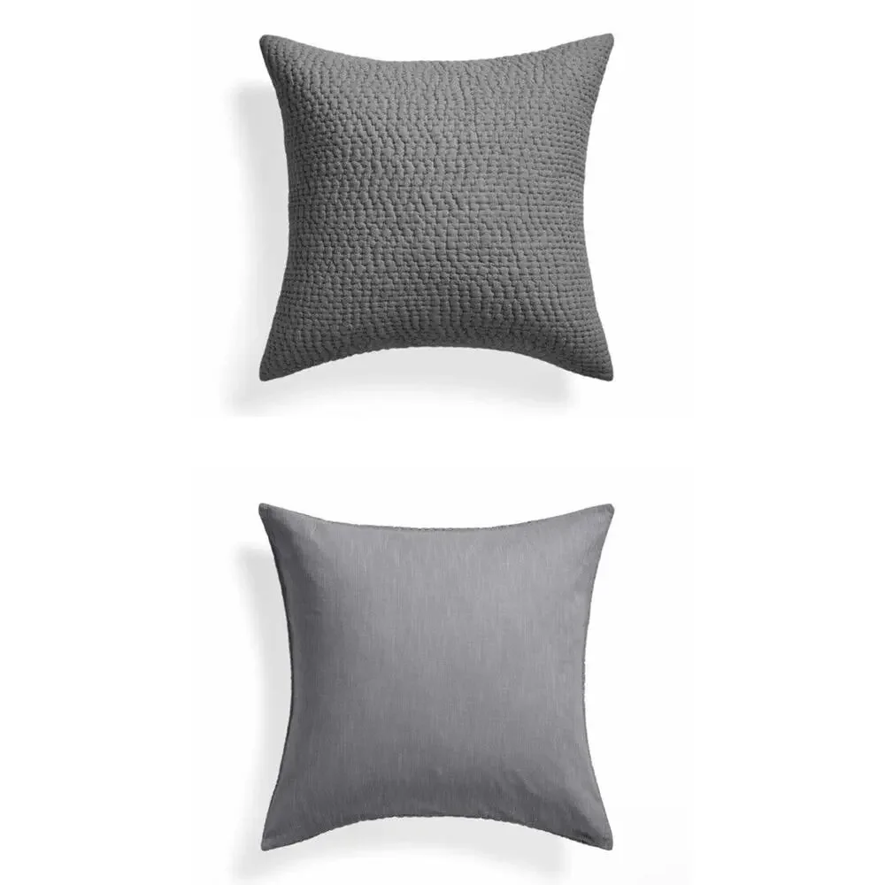 Arhaus Pickstitch Gray Quilted Pillow Sham 1 SHAM ONLY